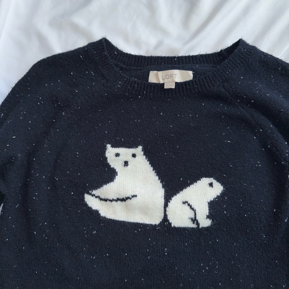 Navy Blue Sweater with Polar Bear Design - Picture 2 of 2